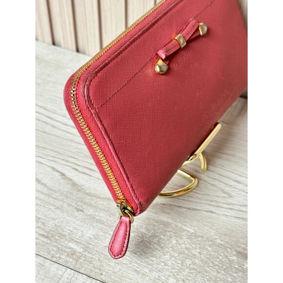 PRADA Saffiano Leather Zip Around Long Wallet in Dusty Pink - Picture 6 of 14